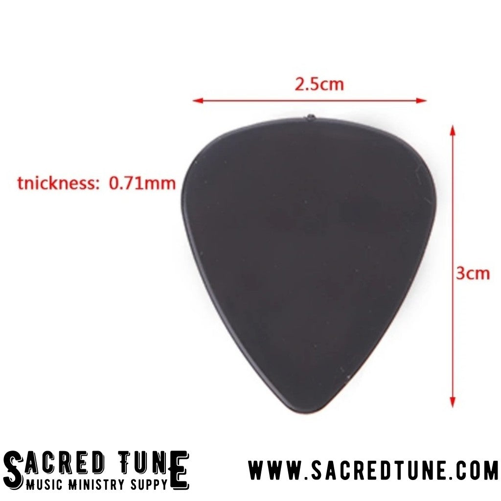 Guitar Picks 0.71mm - 100 Piece Pack Dimensions | Sacred Tune