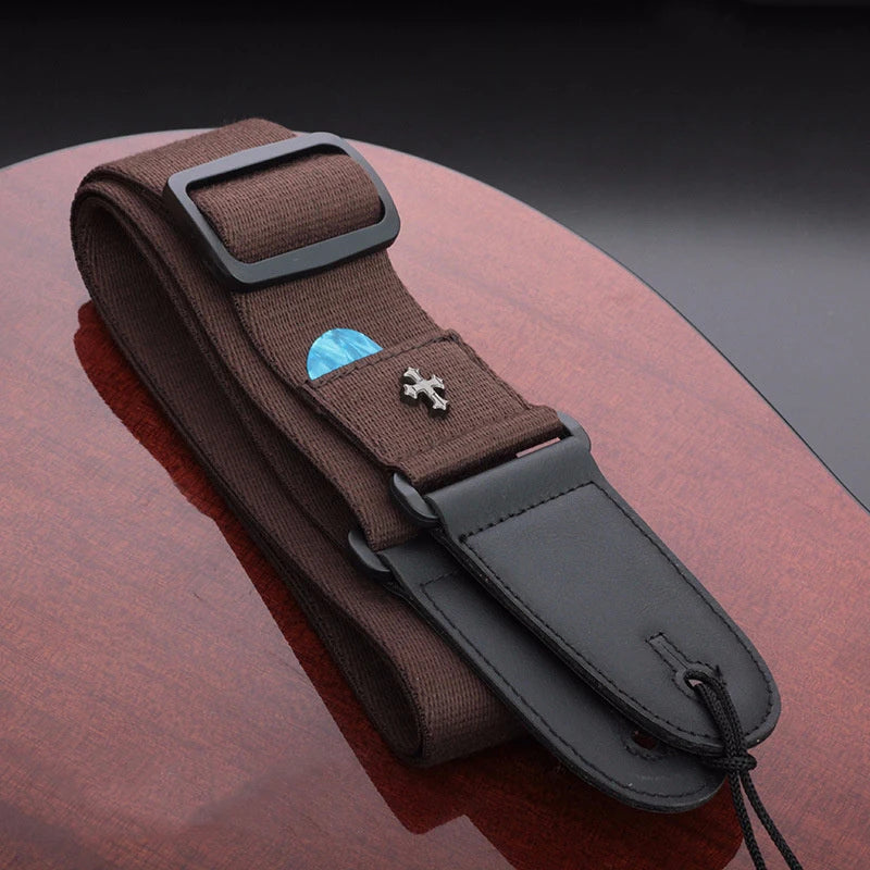 Coffee Guitar Strap shown on guitar | Sacred Tune