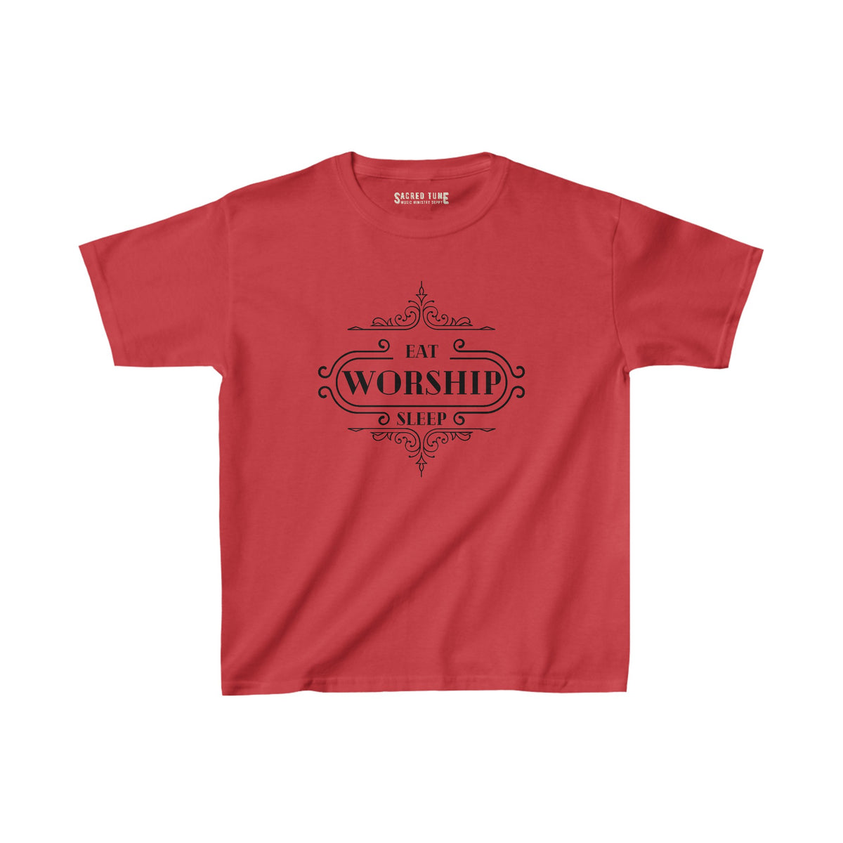 Kids Eat Sleep Worship Tee - Red Color | Sacred Tune