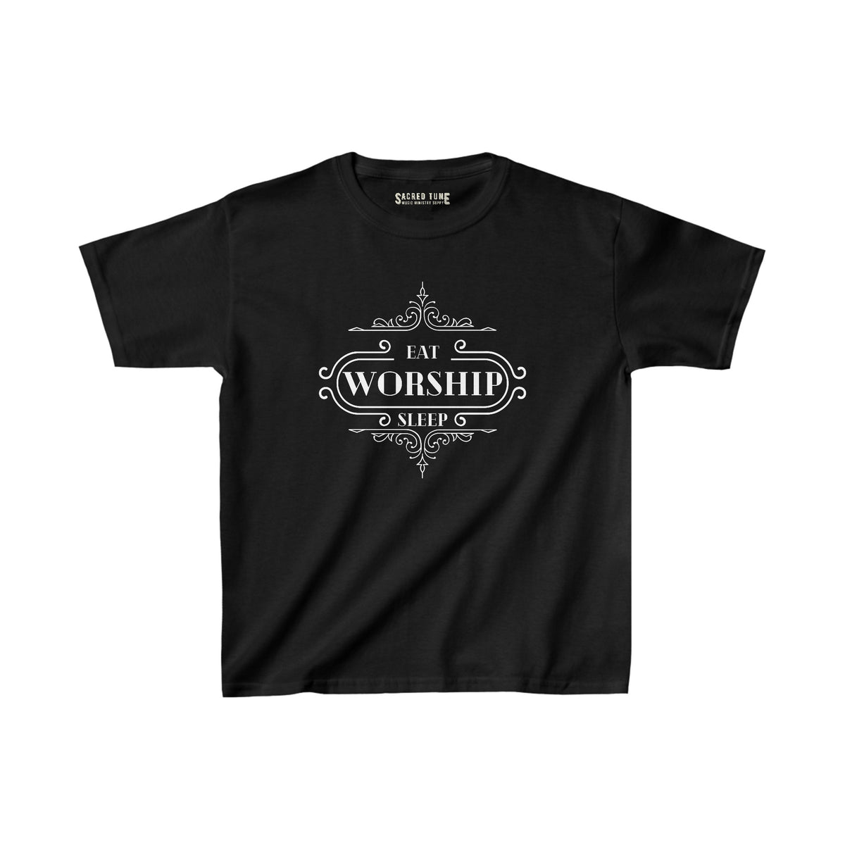 Kids Eat Sleep Worship Tee - Black Color | Sacred Tune