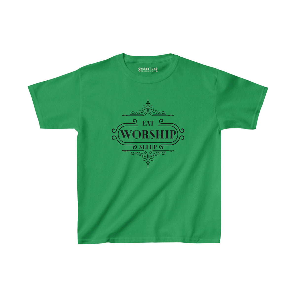 Kids Eat Sleep Worship Tee - Green Color | Sacred Tune