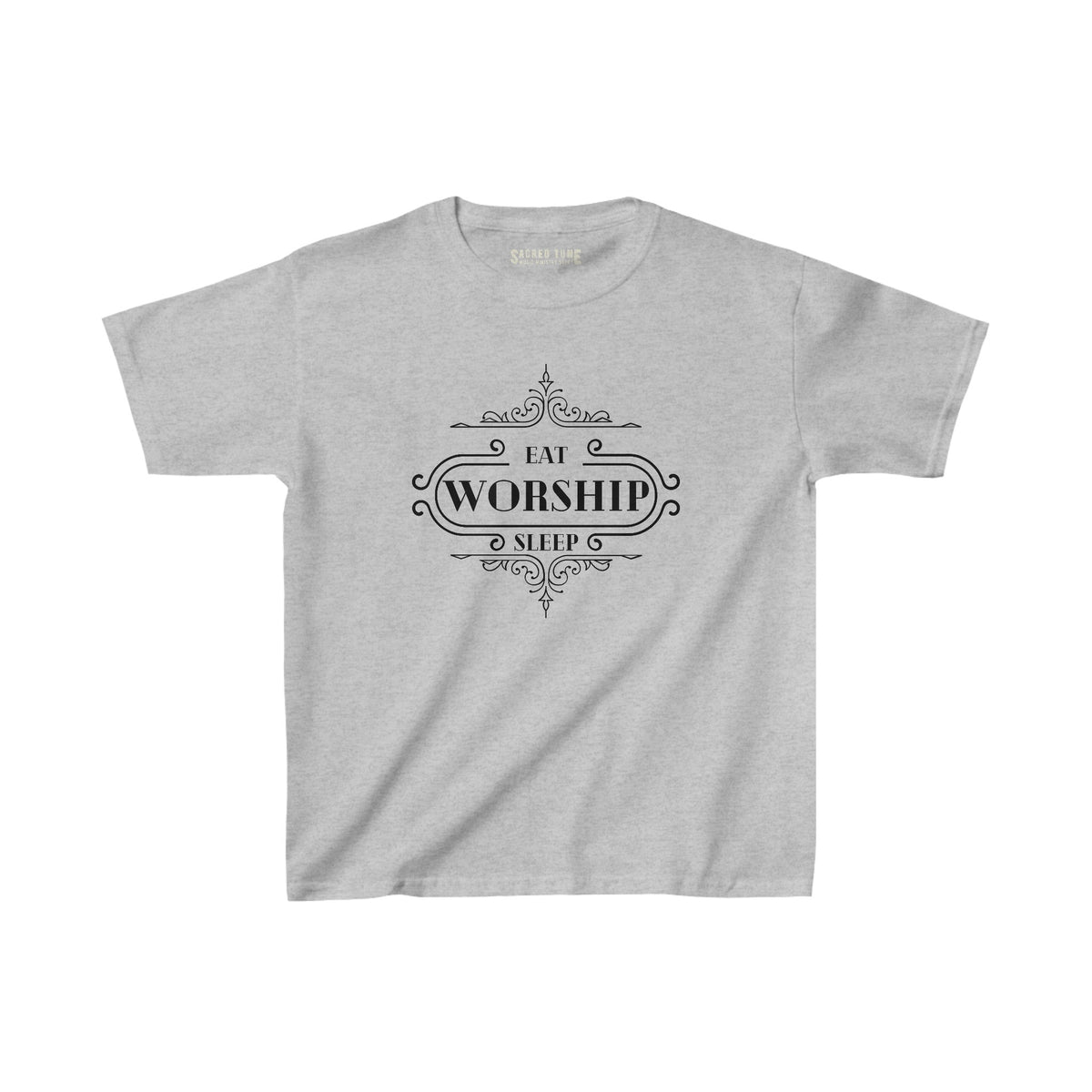 Kids Eat Sleep Worship Tee - Grey Color | Sacred Tune