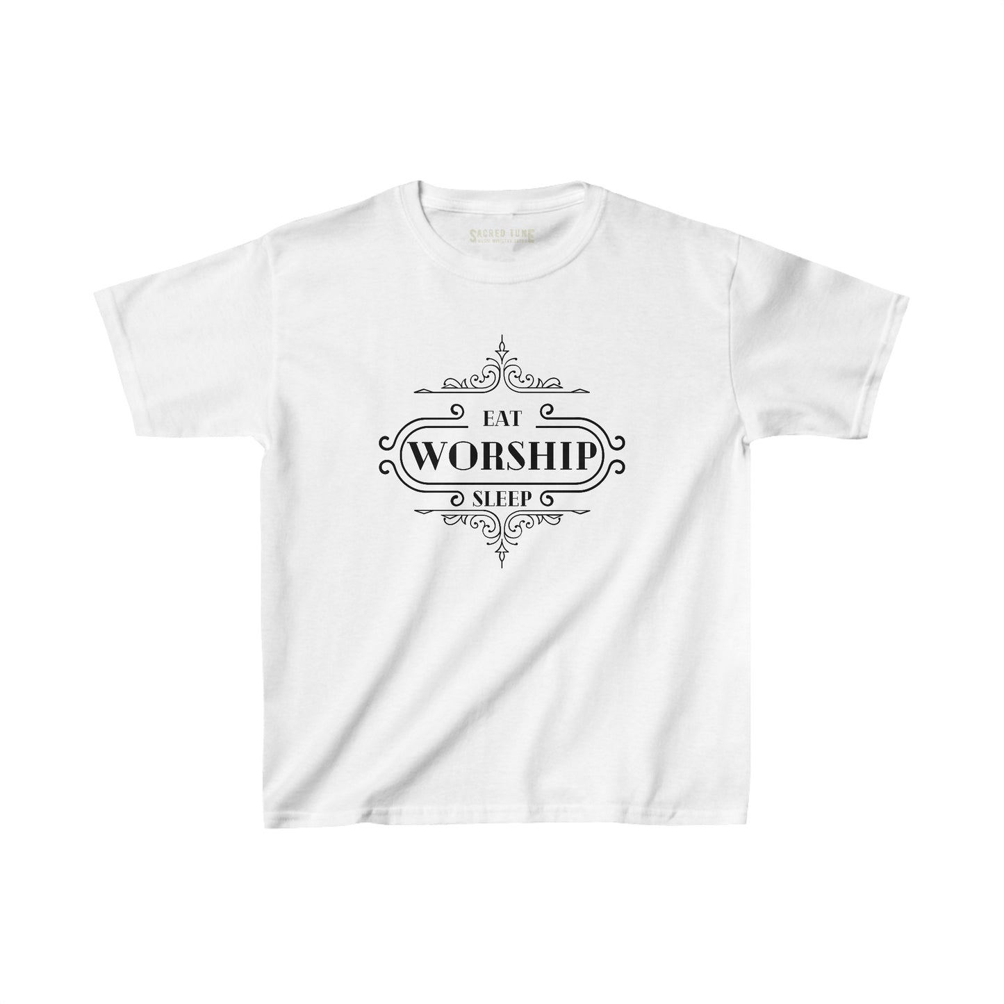 Kids Eat Sleep Worship Tee - White Color | Sacred Tune