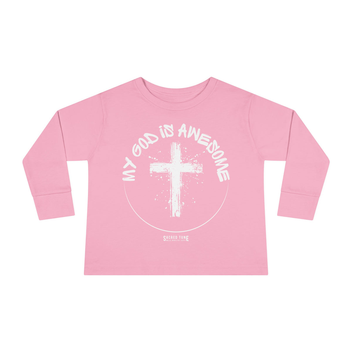 My God Is Awesome Long Sleeve Tee Pink | Sacred Tune