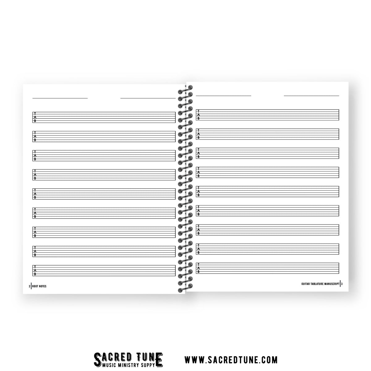 Root Notes - Guitar Series - Tablature Manuscript - 6 Line TAB or Tablature pages | Sacred Tune