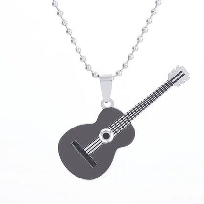 Acoustic Guitar Necklace in Black hanging | Sacred Tune