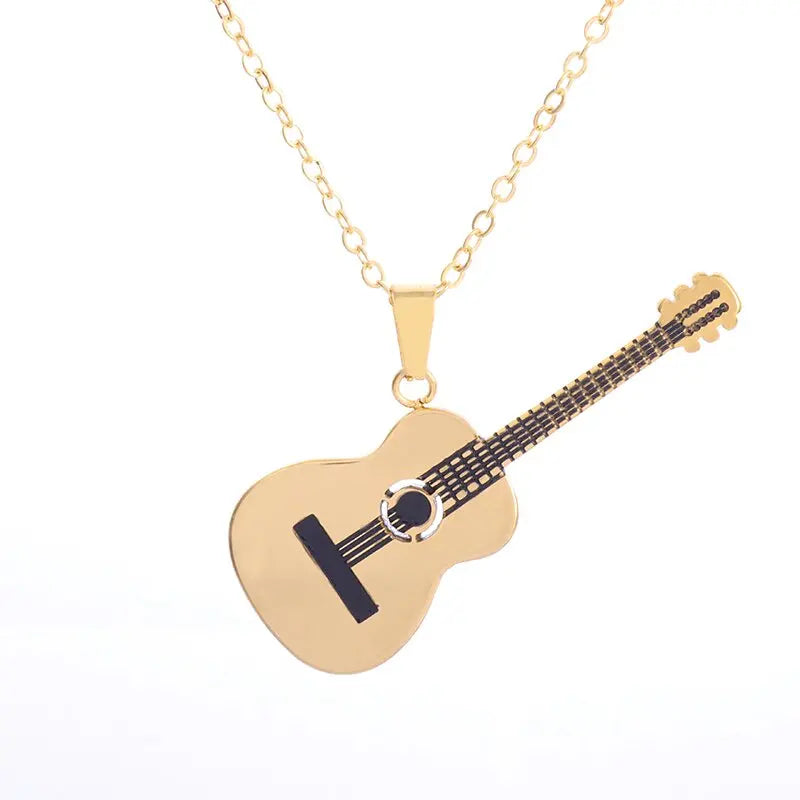 Acoustic Guitar Necklace Gold Hanging | Sacred Tune