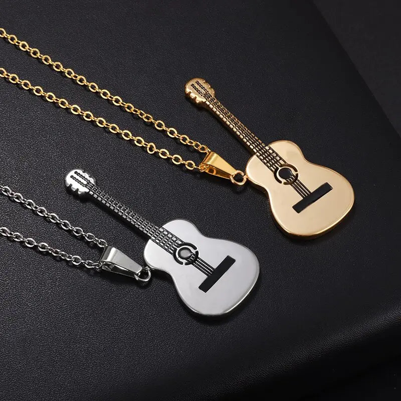 Acoustic Guitar Necklace  Silver and Gold | Sacred Tune