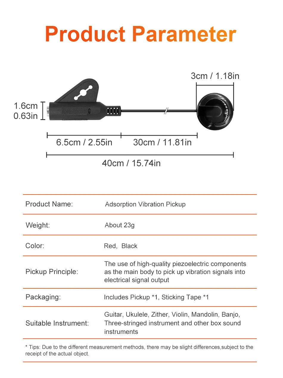 Acoustic Instrument Pickup Dimensions and specifications | Sacred Tune