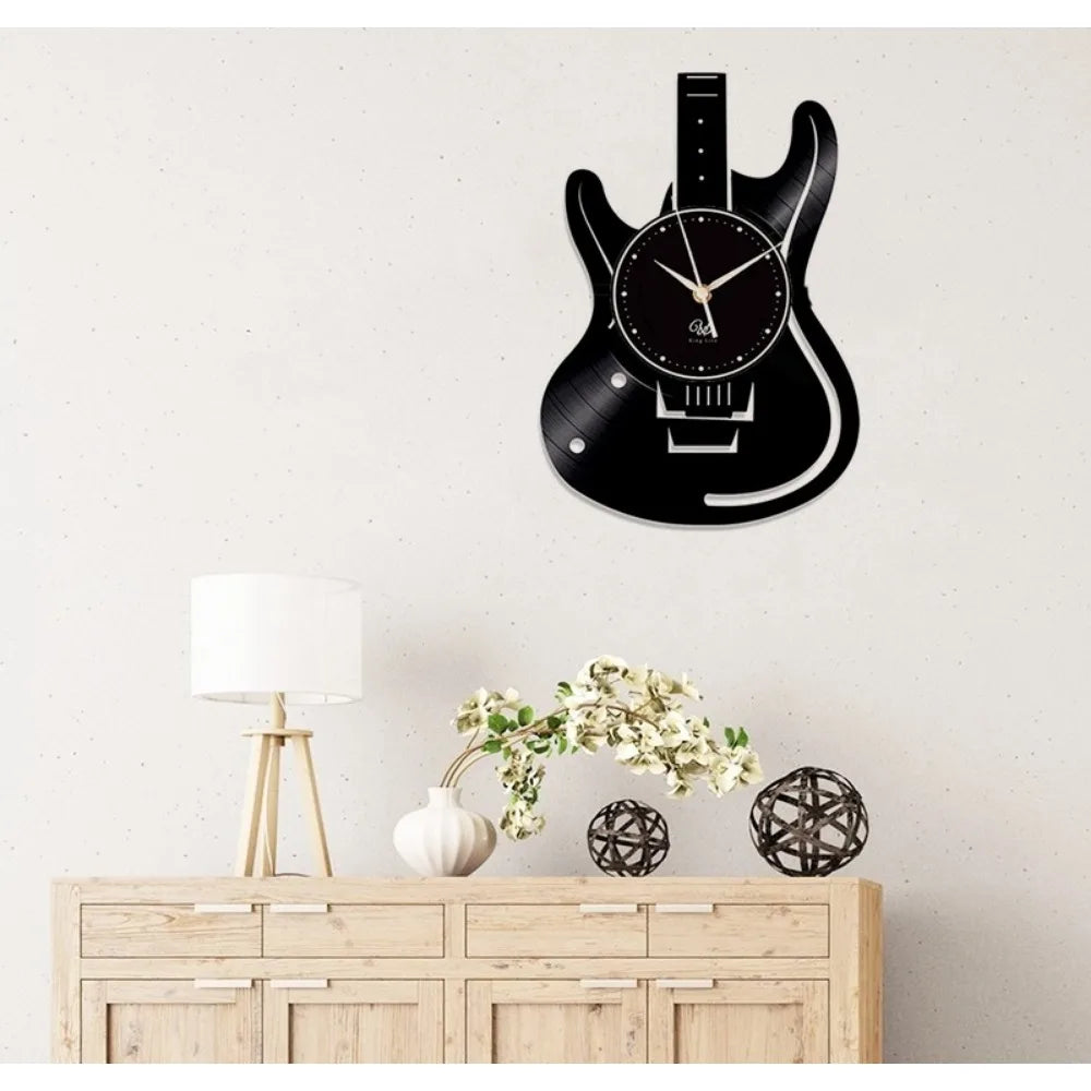 Backlit Guitar Wall Clock on white wall | Sacred Tune