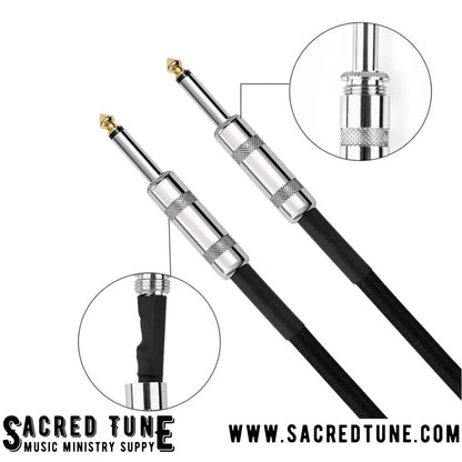 Black Braided Instrument Cable - Straight to Straight connectors | Sacred Tune