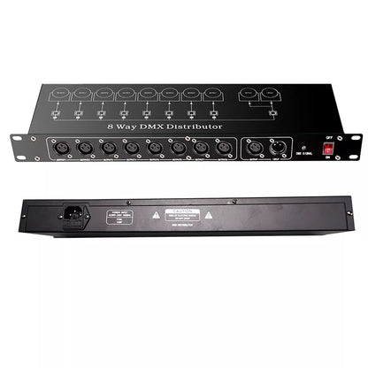 DMX512 8 Way Splitter Front and rear views | Sacred Tune