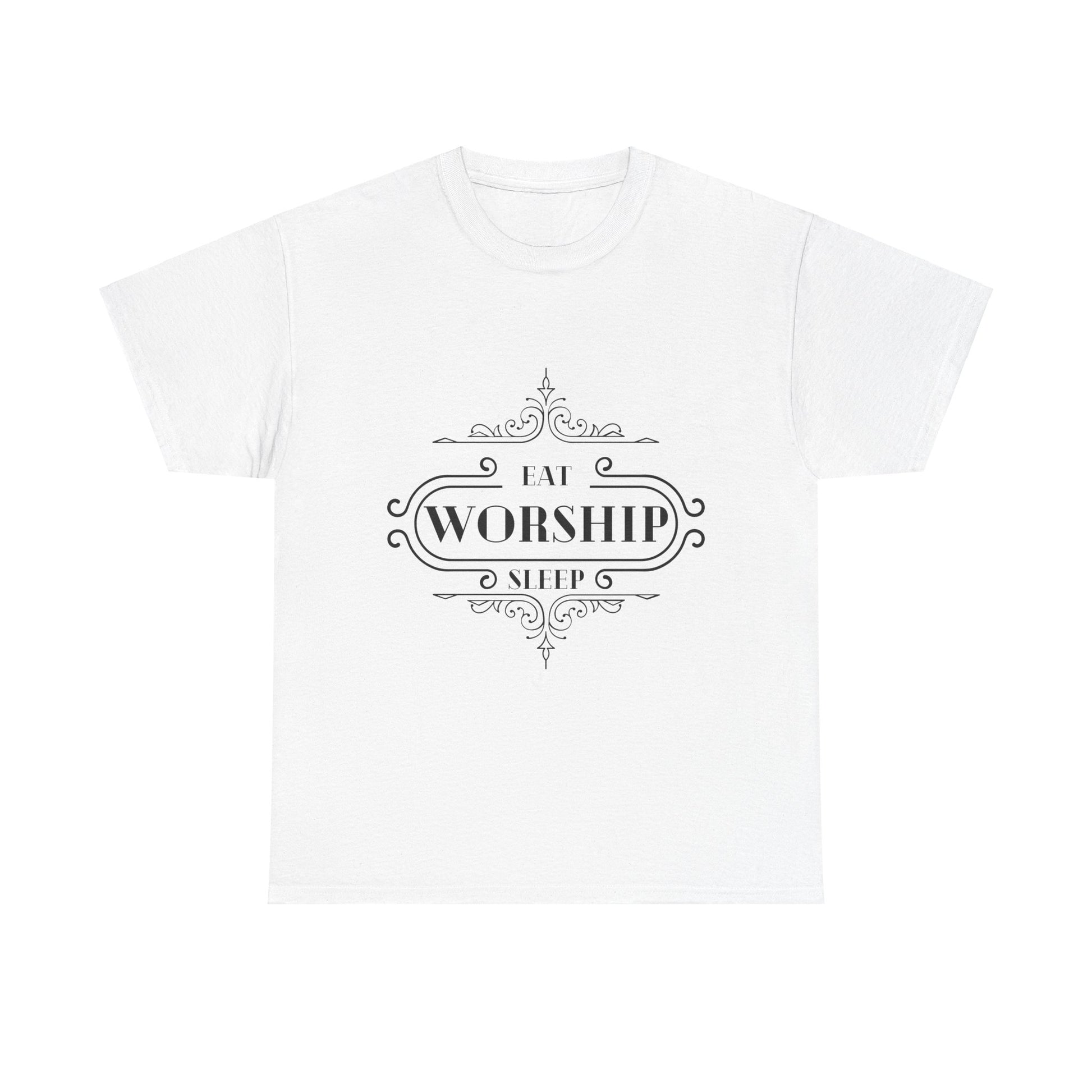 Eat Sleep Worship Tee Shirt in White  | Sacred Tune