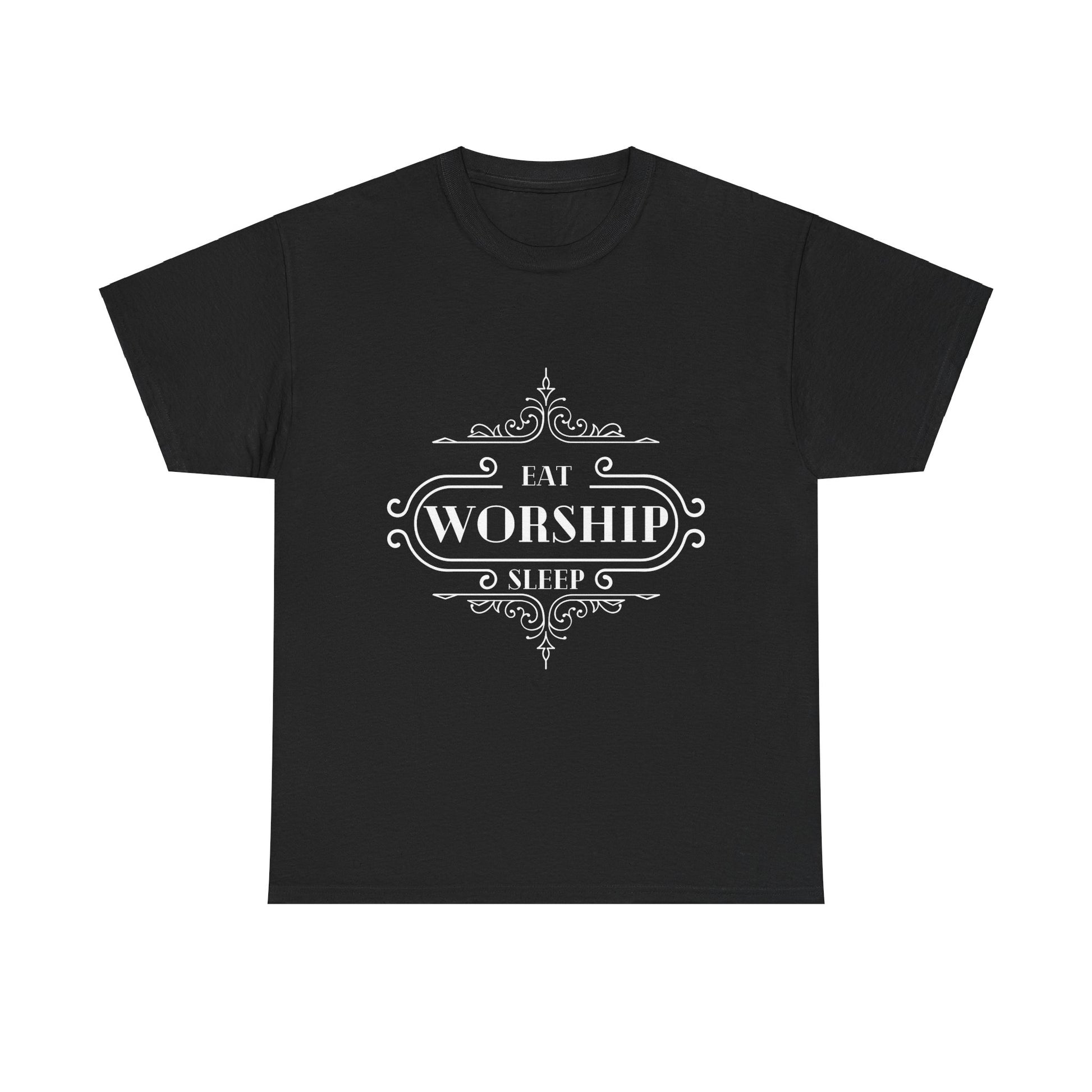 Eat Sleep Worship Tee Shirt in Black | Sacred Tune