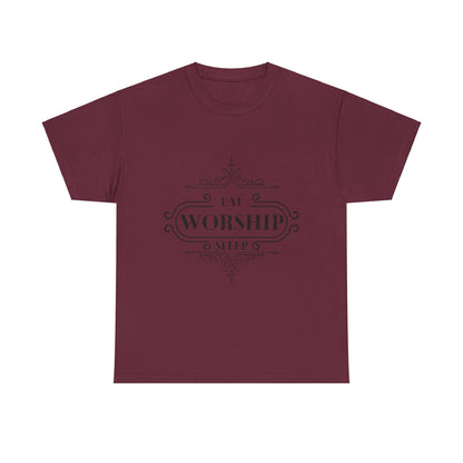 Eat Sleep Worship Tee Shirt in Maroon | Sacred Tune