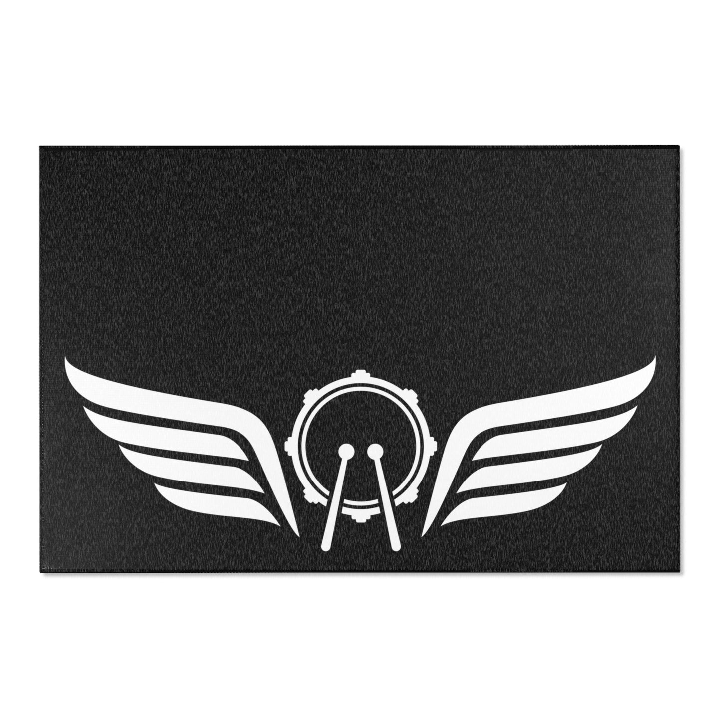 Flying Snare Drum Rug - Large drum kit rug with flying snare emblem | Sacred Tune