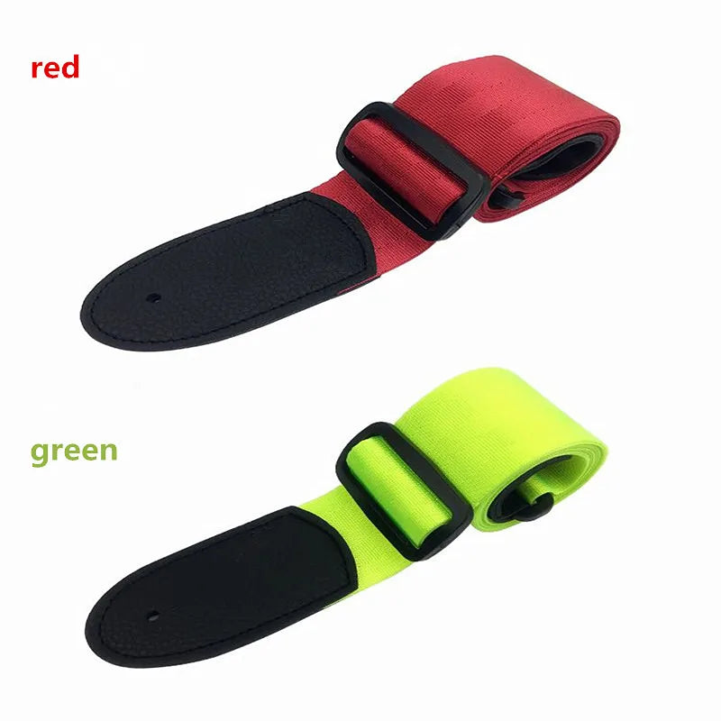 Red and Yellowish Green Guitar Straps | Sacred Tune