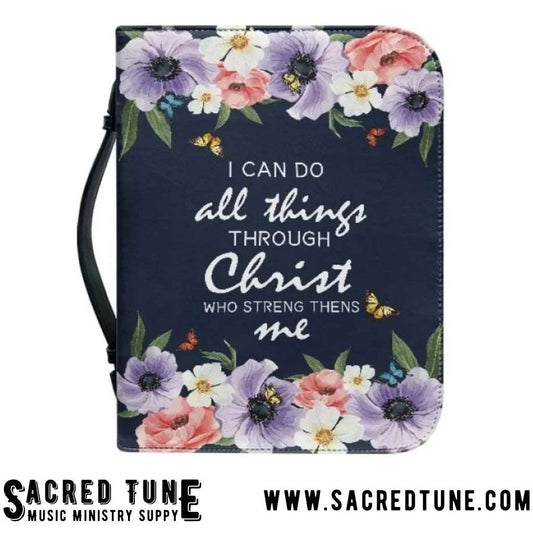 "I Can Do All Things" Flower Themed Bible Cover | Sacred Tune