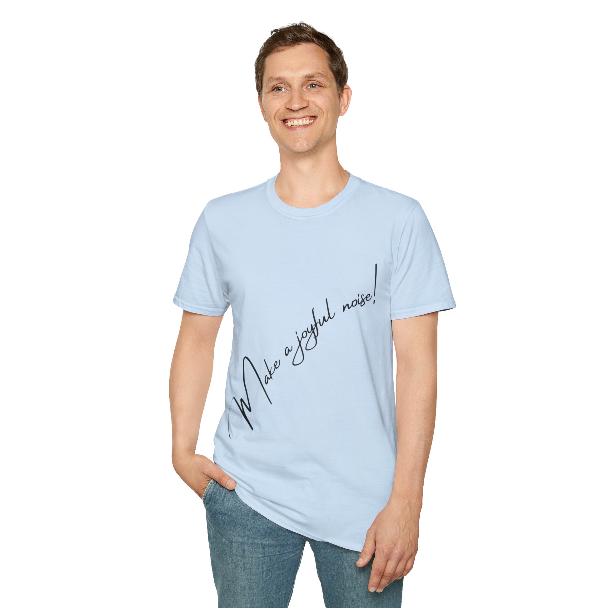 Make a Joyful Noise! T shirt on Male Model | Sacred Tune