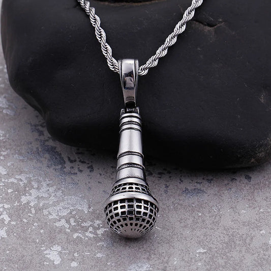 Microphone Necklace Silver