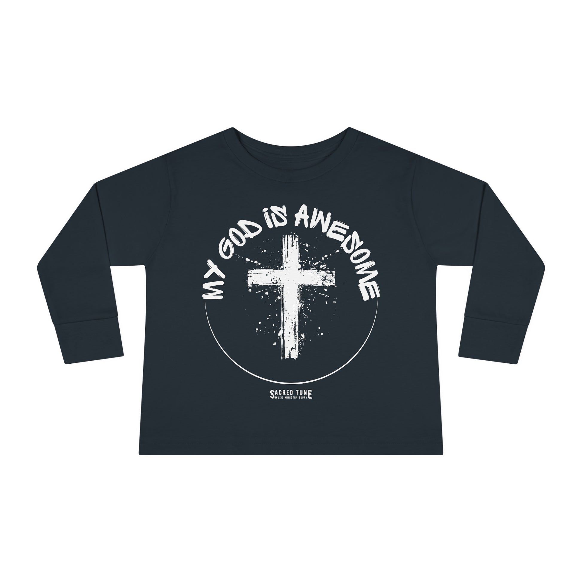 My God Is Awesome Long Sleeve Tee Black | Sacred Tune