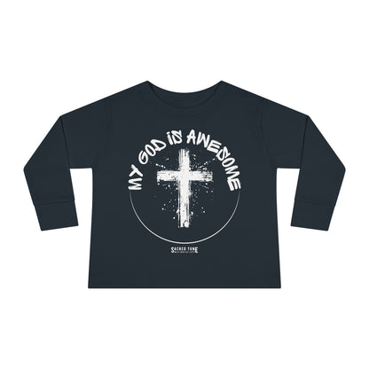 My God Is Awesome Long Sleeve Tee Black | Sacred Tune