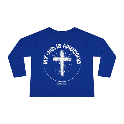 My God Is Awesome Long Sleeve Tee Royal Blue | Sacred Tune