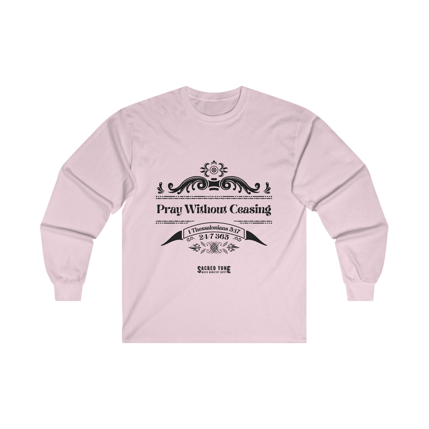 Pray Without Ceasing Long Sleeve Tee - Light Pink | Sacred Tune