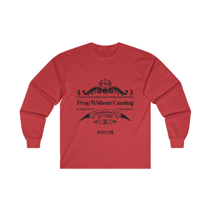 Pray Without Ceasing Long Sleeve Tee - Red Color | Sacred Tune