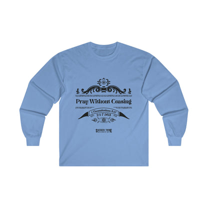 Pray Without Ceasing Long Sleeve Tee - Carolina Blue Color | Sacred Tune