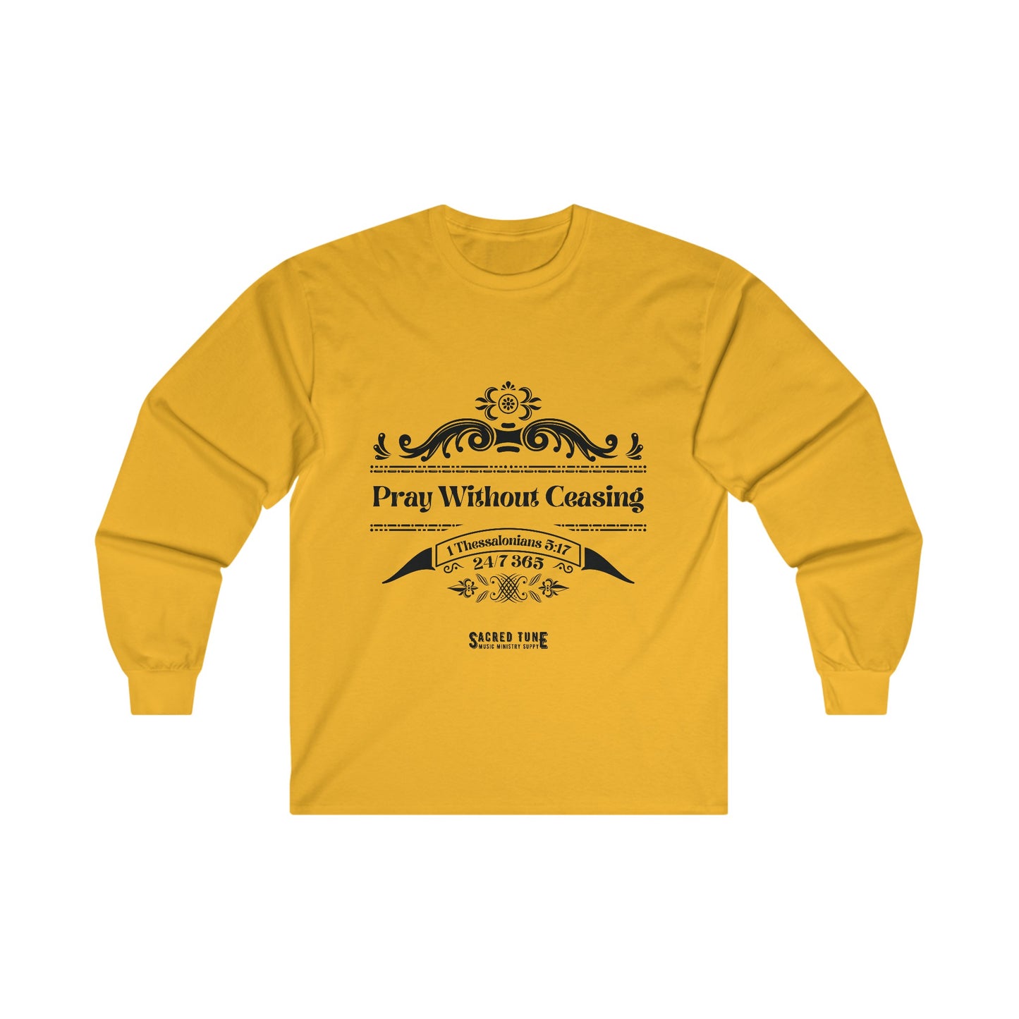 Pray Without Ceasing Long Sleeve Tee - Gold Color | Sacred Tune