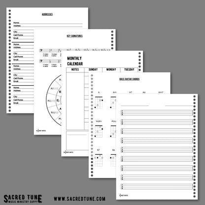 Root Notes Notebook for Bass Guitar with Tablature Manuscript Reference Pages | Sacred Tune