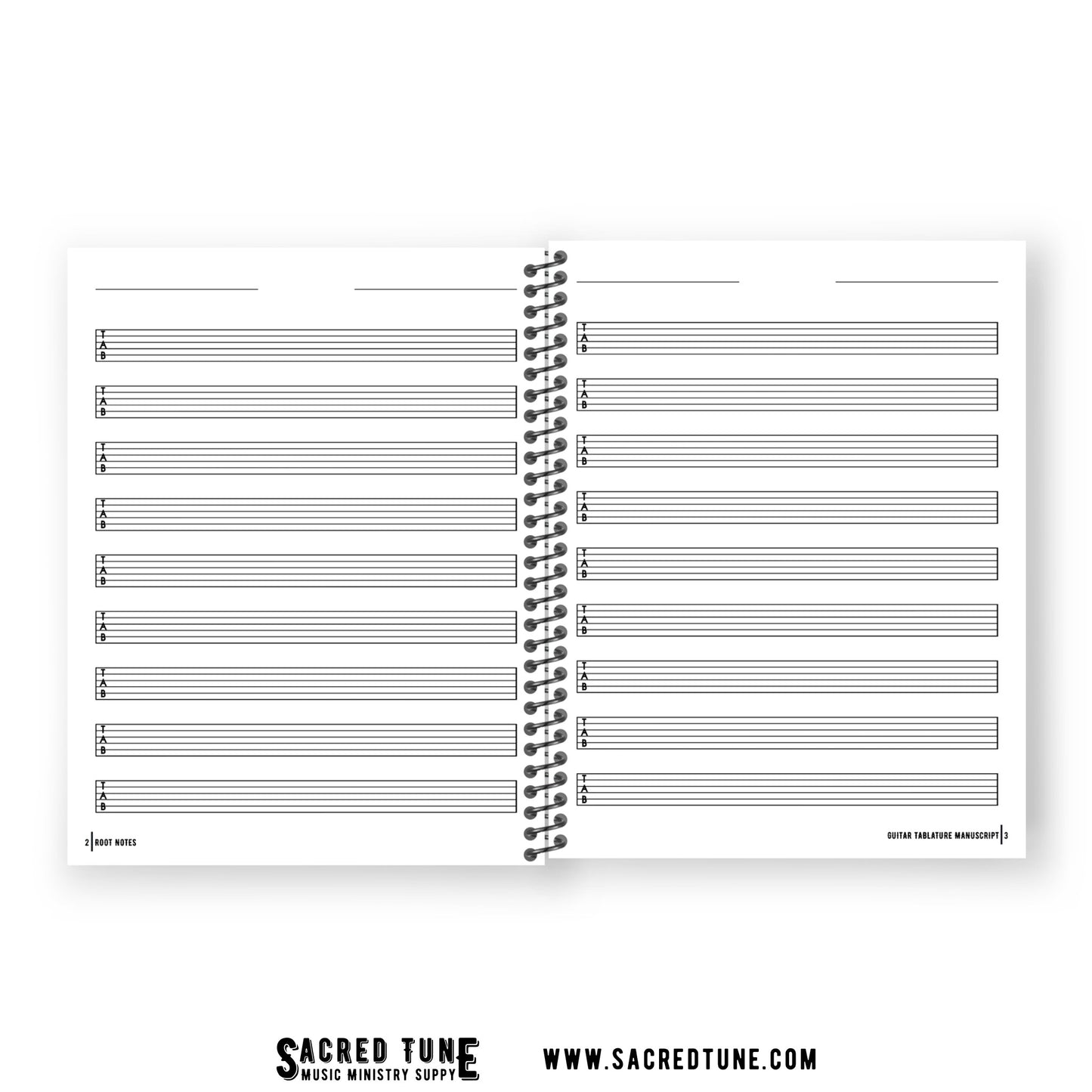 Root Notes - Guitar Series - Tablature Manuscript - 6 Line TAB or Tablature pages | Sacred Tune