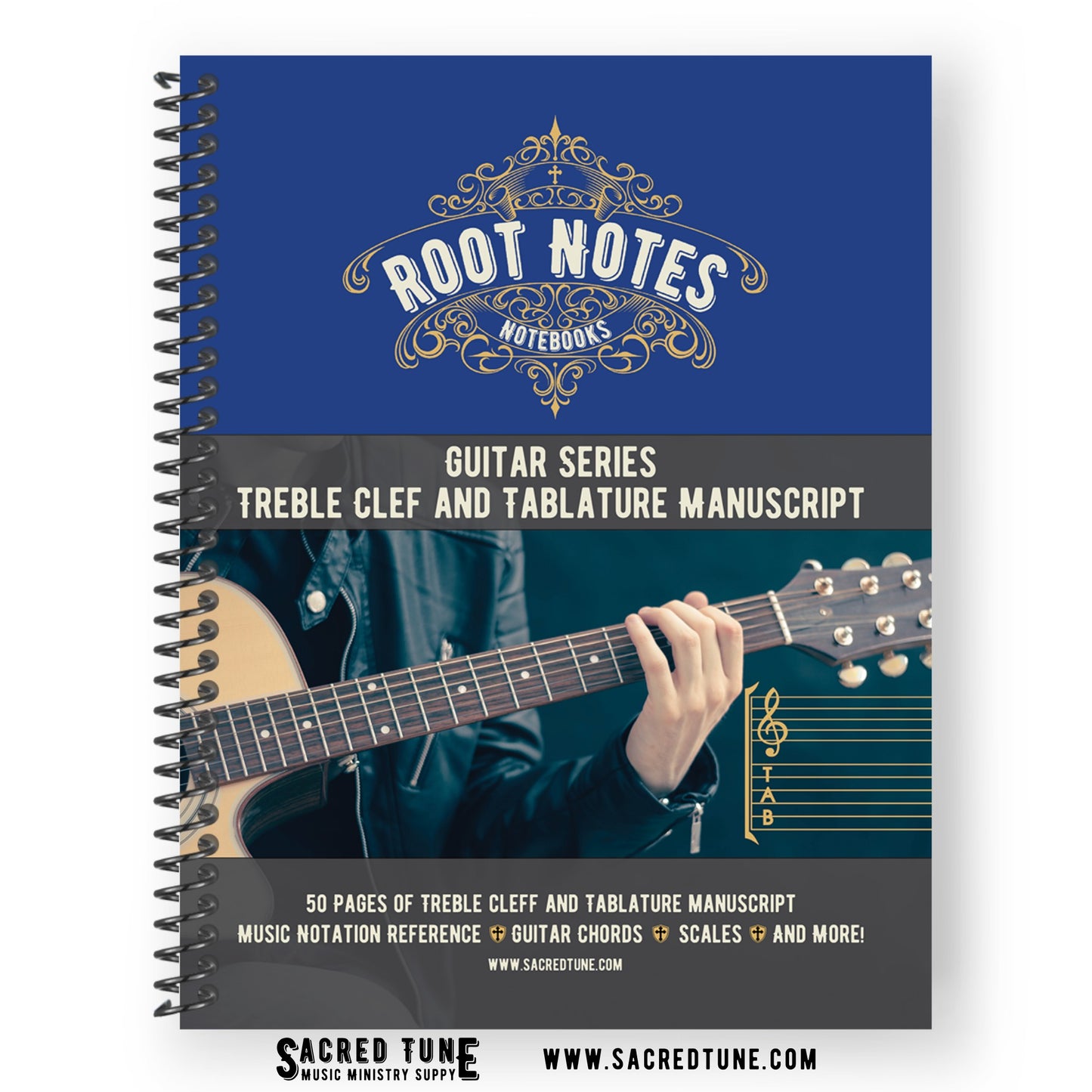 Root Notes - Guitar Series - Treble Clef and Tablature Manuscript - Front Cover | Sacred Tune