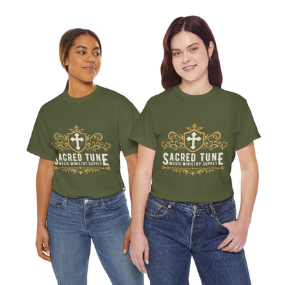 Sacred Tune Tee models in green shirts | Sacred Tune