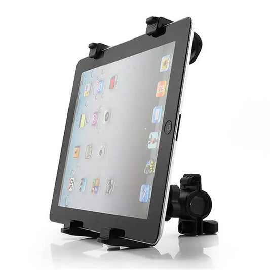 Tablet Holder For Microphone Stand Angled View with tablet | Sacred Tune