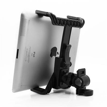 Tablet Holder For Microphone Stand Rear View with tablet | Sacred Tune