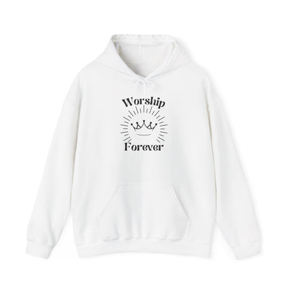 Worship Forever Hoodie in White - Front View | Sacred Tune