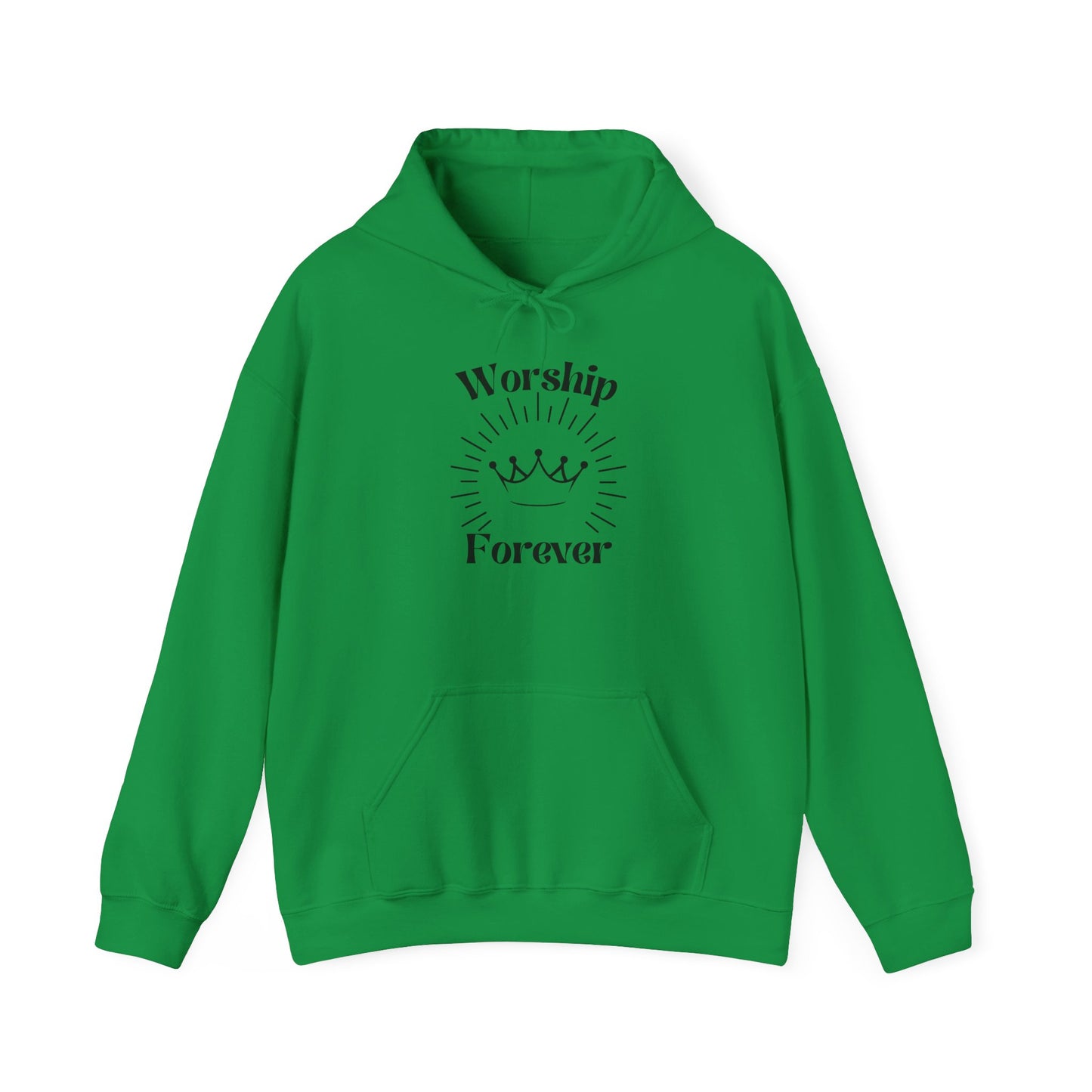 Worship Forever Hoodie in Green - Front View | Sacred Tune