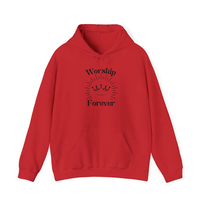 Worship Forever Hoodie in Red Color - Front View | Sacred Tune